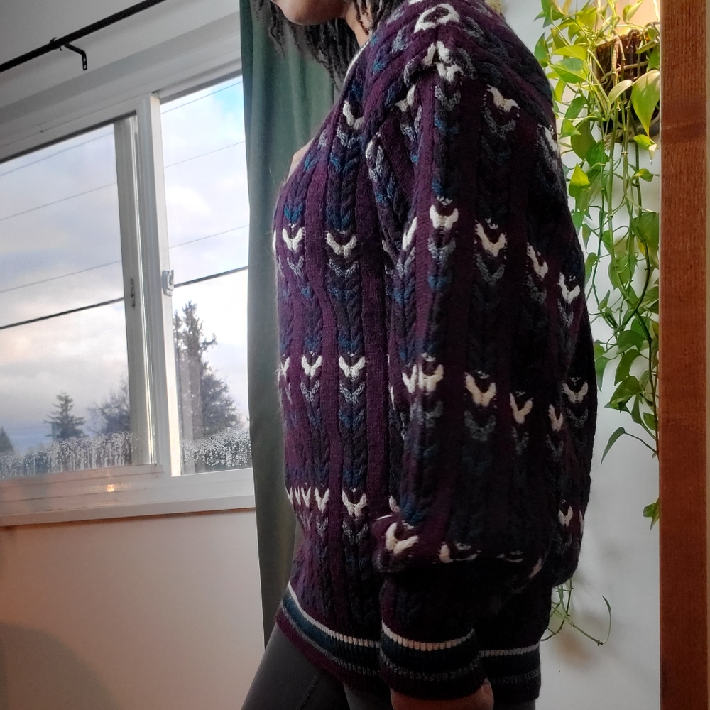 VINTAGE | Jantzen Multicolour Cable Knit Crewneck Pullover Sweater (Size L) - Picture 5 of 13